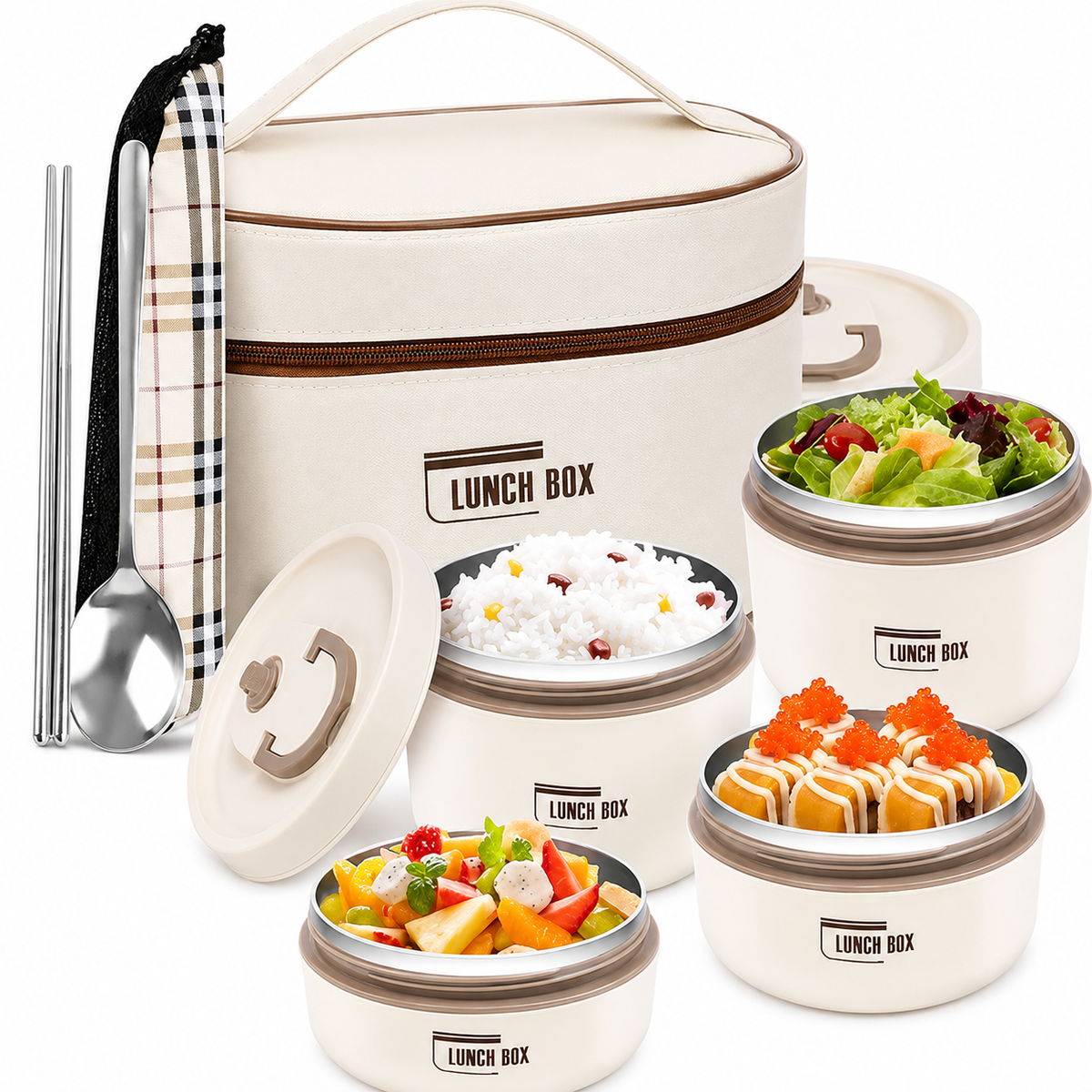 Set Lunch Box 4 Pièces avec Sac Isotherme – Pratique & Hermétique