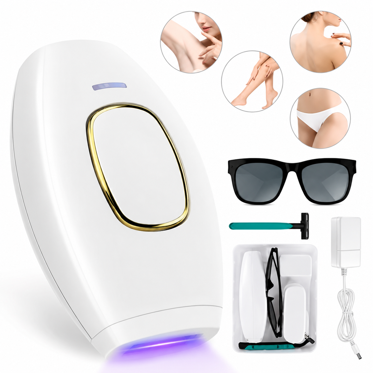 IPL Épilateur Laser Professionnel - Épilation Permanente Sans Douleur pour Corps, Visage et Maillot